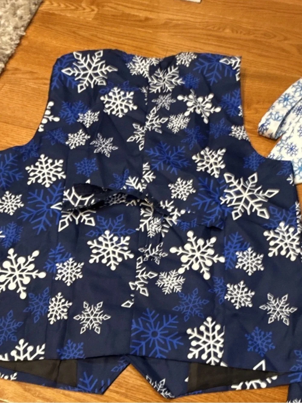 Men's Navy Blue Snowflake Suit Jacket, Vest & Pants Set